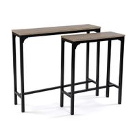 consola recibidor set de 2 en aglomerado efecto madera y metal negro