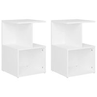 juego de 2 mesitas de noche con estantes 35 x 35 x 55 cm madera contrachapada blanca dec034862