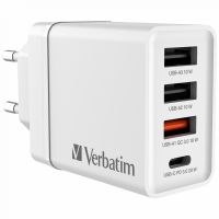 cargador verbatim 49700 interior 2xusb 1xusb-c carga rapida blanco universal