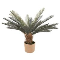 cycas 85 - planta tropical artificial decorativa cycas h85 cm para interior exterior con maceta beige