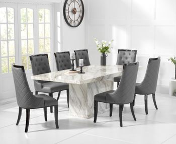 Calacatta 220cm Marble-Effect Dining Table with Angelica Chairs