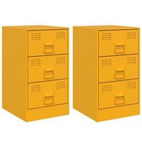 pack 2 uds mesitas de noche  mesa auxiliar  mesilla acero amarillo mostaza 345x39x62 cm