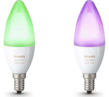 PHILIPS Hue White & Colour Ambience Wireless Bulb - E14, Twin Pack, White