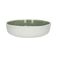 plato hondo de porcelana blanca y verde palido d205