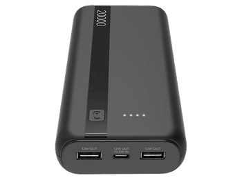 Powerbank - CellularLine Essential, 20000 mAh, 12 W, Hasta 144h de carga, USB C, A, Negro