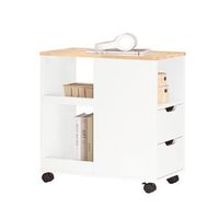 mesa auxiliar mesa de centro con 4 ruedas con 2 cajones y 3 compartimentos abiertos salon y dormitorio 60 x 30 x 60 cm blanco fbt130-wn sobuy es