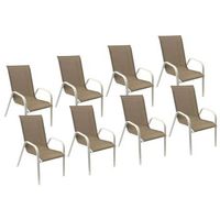 pack de 8 sillas marbella en textileno topo aluminio blanco