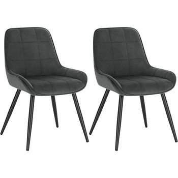 Set 2 Sillas De Comedor Sillas De Terciopelo Para Relajarse Ergonómicas Con Respaldo - Gris Oscuro - Woltu