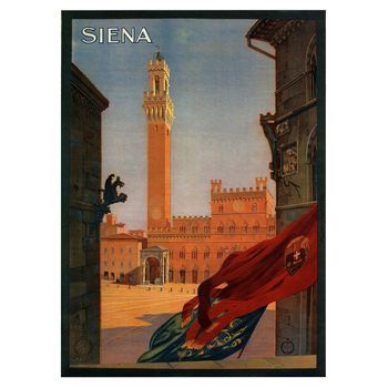Legendarte - Cartel Turístico Vintage Siena - Cuadro Lienzo, Impresión Digital Cm. 50x70