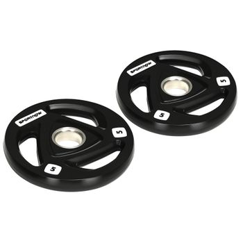 SPORTNOW Juego de 2 Discos de Pesas Olímpicas 5 kg con Orificio de 5 cm para Entrenamiento de Fuerza Negro Ø24x3,5 cm   Aosom España