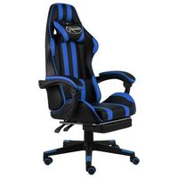 silla gaming con reposapies cuero sintetico negro y azul vidaxl