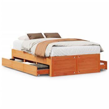 Cama Sin Colchón Con Cajones Madera De Pino Marrón 120x190 Cm Vidaxl