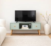 mueble de tv en madera de haya 2 cajon verde