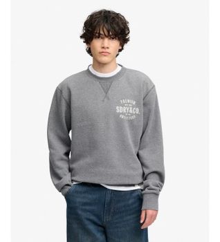 Superdry para hombre. M2014563A Sudadera Block Text gris (XXL), Casual, Algodón, Manga larga