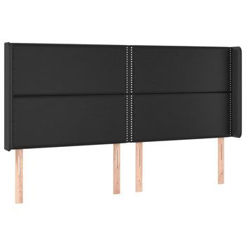 Cabecero Con Orejas Cuero Sintético Negro 183x16x118/128 Cm Vidaxl