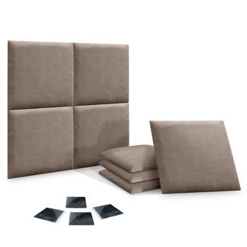 Dhome Juego De 8 Paneles Tapizados De Tela Autoadhesivos Para Pared Acústicos Absorbentes Protección Impactos Cabeceros (tierra, 50x50cm, X8)