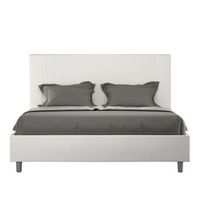 cama con somier acolchada 160x210 cuero sintetico blanco goya