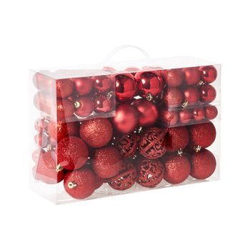 Conjunto De 100 Bolas De Plástico Para Colgar En El Árbol De Navidad Adornos Navideños Estilo Tradicional Moderno Brillante Y Mate Rojo Vanern