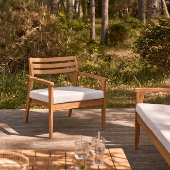 Sillón De Jardín De Madera De Teca Maciza