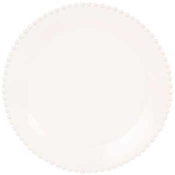 Plato llano de loza blanca con borde perlado