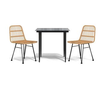 Juego de comedor de jardín 3 piezas ratán sintético