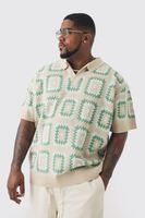polo plus oversize de croche con solapas verde