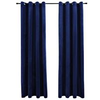 2 piezas cortinas opacas  cortinas oscurantes anillas terciopelo azul oscuro 140x245cm