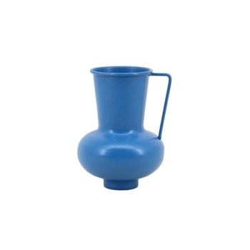 Jarrón de metal azul con asa 17cm