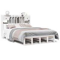cama matrimonial  cama para adulto  cama con estanteria sin colchon madera maciza blanca 160x200 cm