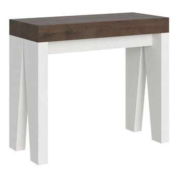 Consola Extensible 90x40/300 Cm Naxy Mix Tapa Nogal - Patas Fresno Blanco