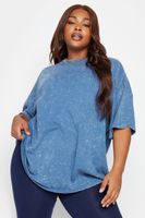 yours camiseta extragrande de algodon azul efecto lavado mujer curvy y tallas grandes yours