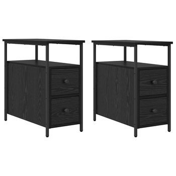 Armario De Noche 2 Uds. Roble Negro 30 X 60 X 60 Cm Vidaxl