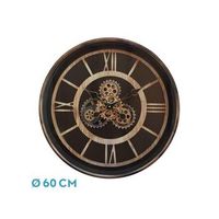 reloj de pared durcal marron haya oro 60x60x8 cm engranajes con movimiento