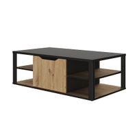 mesa de centro con almacenaje central - efecto roble y negro