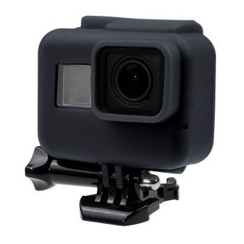 Madrid Gadget Store - Funda de Silicona Compatible con (Importante: Sólo con Marco Frame Colocado) Cámara GoPro Go Pro Hero7 Hero6 Hero5 Hero 7 6 5 | Tacto muy Suave y Agradable, Negra