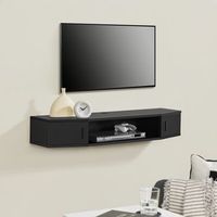 estanteria de pared para tv torring de 2 niveles y 2 puertas aglomerado 18 x 110 x 30 cm - negro encasa