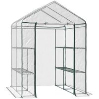 outsunny invernadero transparente de jardin vivero casero plantas con 3 pisos 143x143x195cm marco acero jardineria invernadero   aosom espana