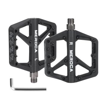 Pedales MEROCA para bicicleta Pedales de montaña ligeros de nylon con rodamientos lubricados Ancho Pedales antideslizant