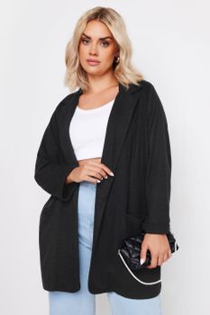 Yours Blazer Negro Textura, Mujer Curvy Y Tallas Grandes, Yours