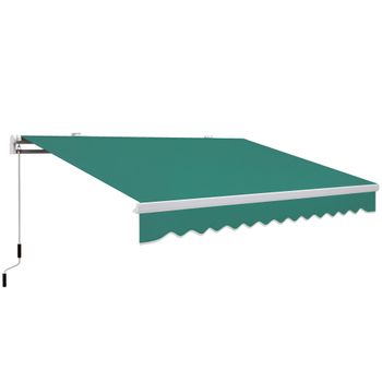 Outsunny Toldo para Patio Balcón Terraza y Jardín con brazo articulado de Aluminio y tela de Poliéster de 280g/m2 395x245 cm (Verde)   Aosom España