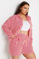 yours camisa manga larga de rayas rojas  mujer curvy y tallas grandes yours