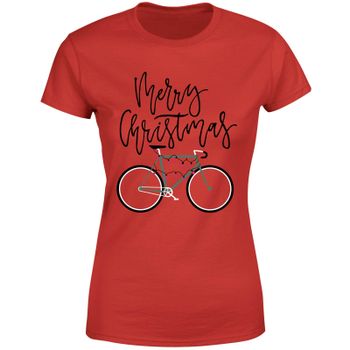 Bike Lights Women's Christmas T-Shirt - Red - XS