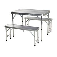 set de camping well home mesa y 2 bancos
