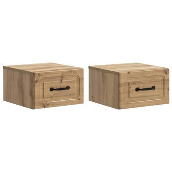 Mesita De Noche De Pared 2 Uds. Roble Artisan 34,5 X 33 X 20 Cm Vidaxl