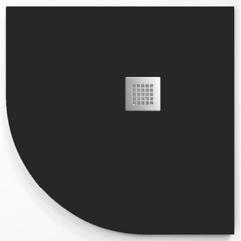 Plato De Ducha Onda Curve Negro 80x80 Cm (radio 55) Rejilla Inox