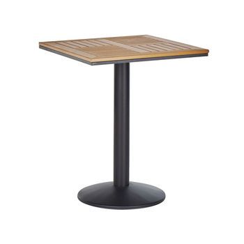 Mesa De Centro Balcón Tablero De Madera Clara 60 X 60 Cm Base De Metal Negro Rústico Moderno Palmi