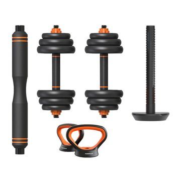 Kit De Musculación Xiaomi Fed: Mancuernas + Barbell + Kettlebell (20 Kg), Negro/naranja