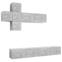 set de muebles de salon 7 piezas  mueble tv  gabinete de tv madera ingenieria gris hormigon