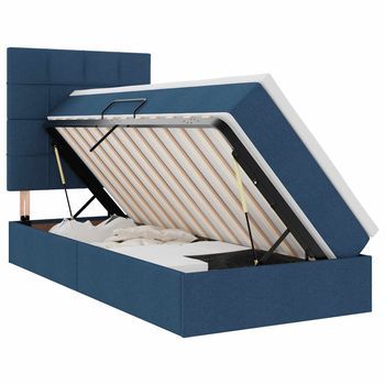 Cama Con Almacenamiento Y Colchón Azul 100 X 200 Cm Tela Vidaxl