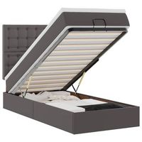 estructura cama otomana colchon cuero sintetico gris 80x200cm vidaxl